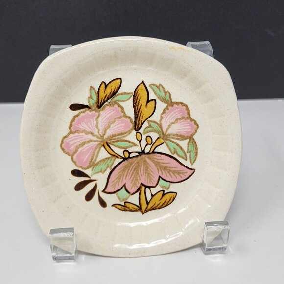 1970s Mismatched Trinket Dish Royal Worcester Palissy Floral Orange Green Boho - Picture 6 of 7